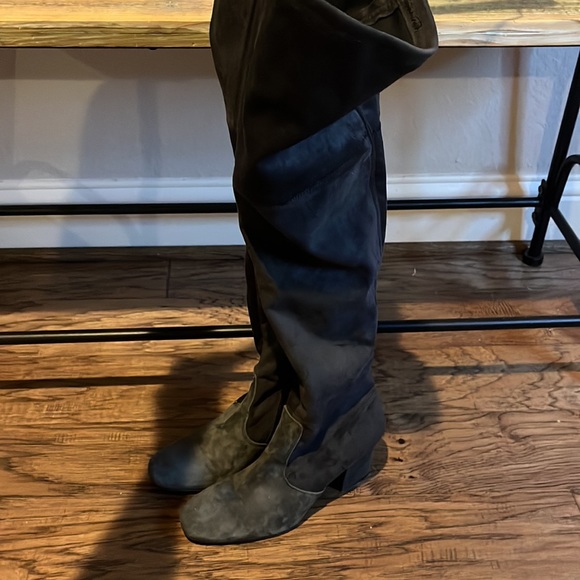 Sesta Meucci stretch knee length vegan suede chunky heel boots size 8M - Picture 3 of 10
